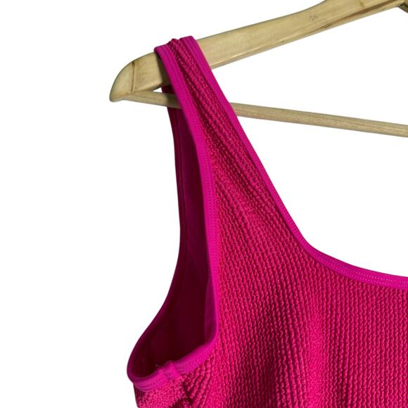 Good American Pink Glow Crinkle Square Neck One Piece Swimsuit Size L/XL - Picture 5 of 11